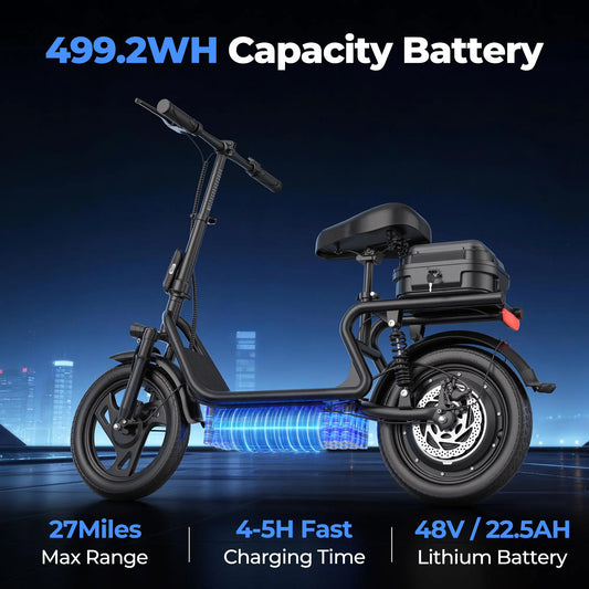 500W Electric Scooter with Seat & Storage – 22MPH, Foldable for Adults & Kids, Perfect for Family Rides ‍‍